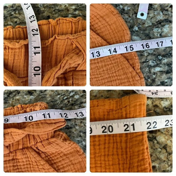 sincerely jules High Rise Gauze Womens Slub Knit Cropped Wide Leg Pant Orange S - Picture 4 of 9